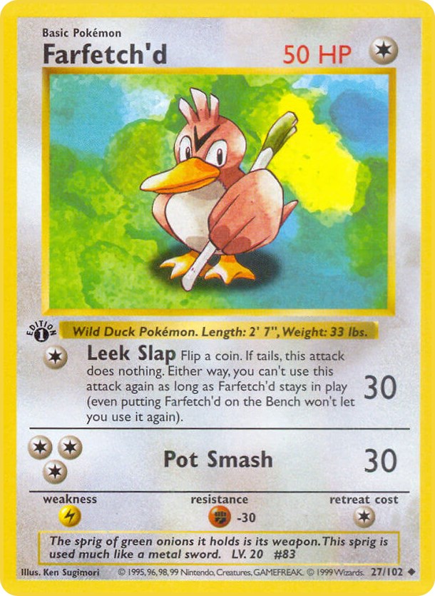 Farfetch'd (27/102) (Shadowless) [Base Set 1st Edition]