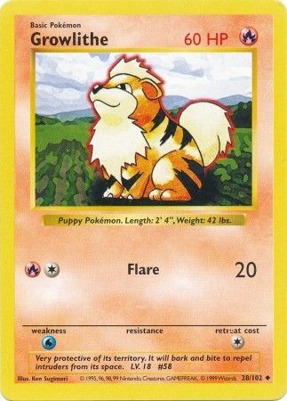 Growlithe (28/102) [Base Set Shadowless]