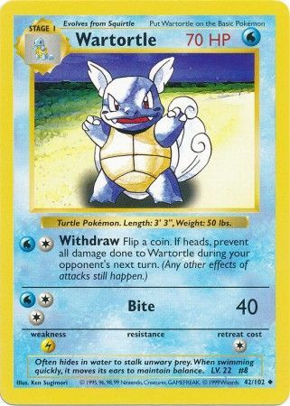 Wartortle (42/102) [Base Set Shadowless]