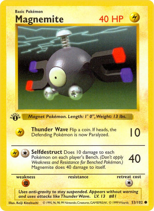 Magnemite (53/102) (Shadowless) [Base Set 1st Edition]