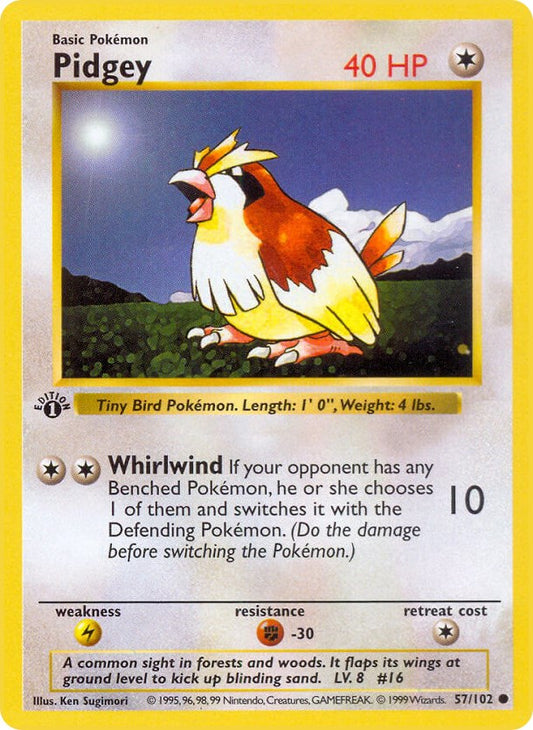 Pidgey (57/102) (Shadowless) [Base Set 1st Edition]