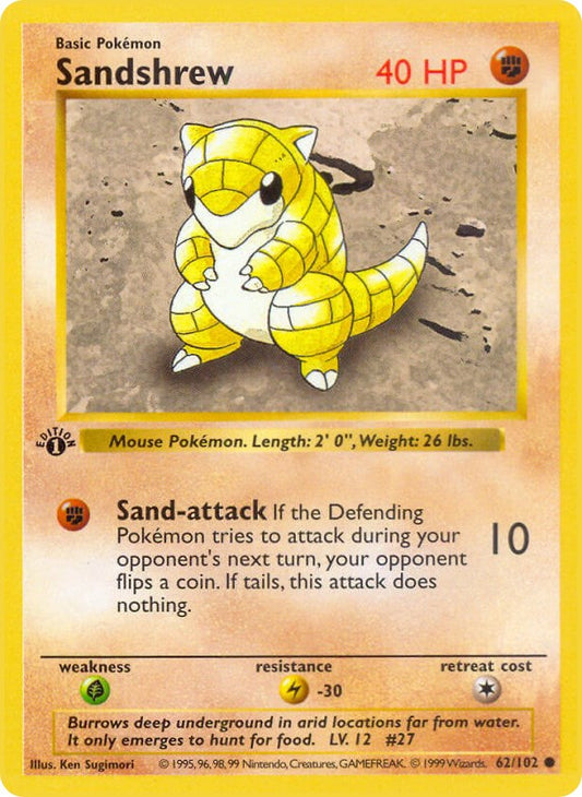 Sandshrew (62/102) (Shadowless) [Base Set 1st Edition]