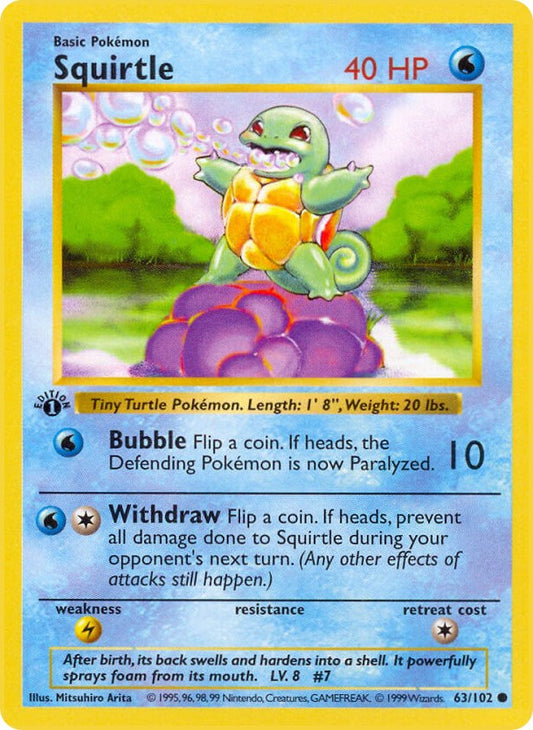 Squirtle (63/102) (Shadowless) [Base Set 1st Edition]